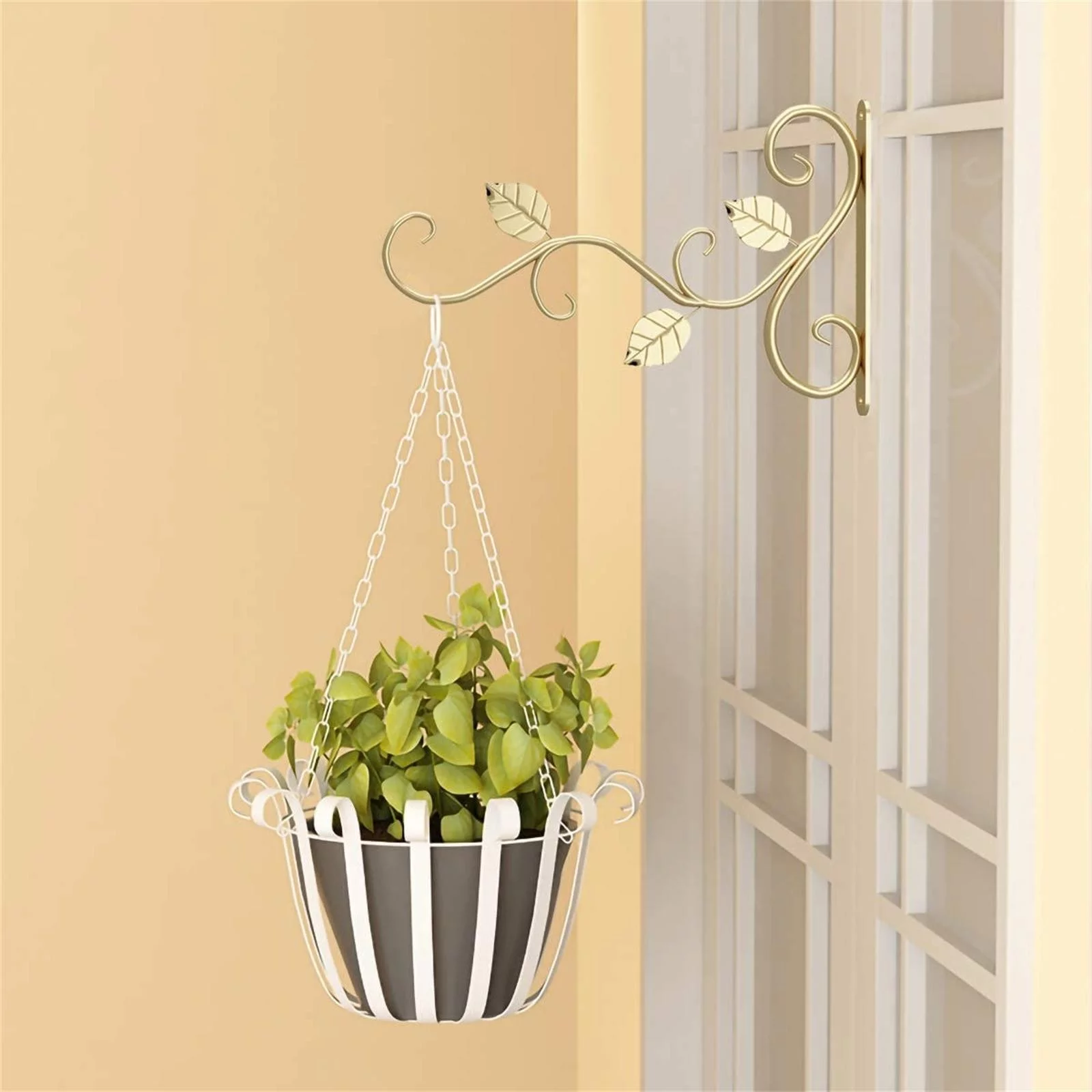 Pompotops Hanging Bracket Hanger Metal Hook Wall Type Plant Pot Indoor and Outdoor