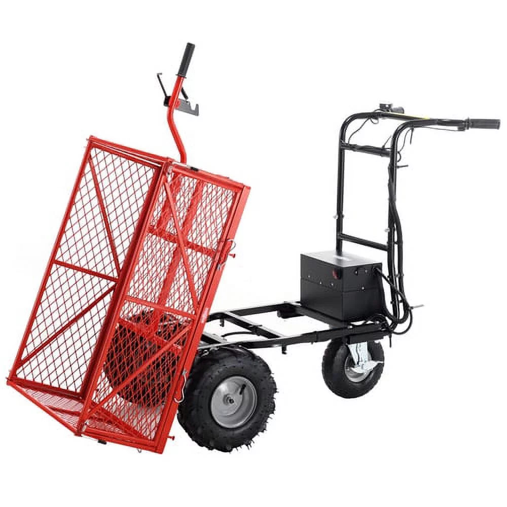 Buumin Wheelbarrow Utility Cart Electric Powered Cart 48V28Ah 500W Capacity 500lbs (230kg) Material Hauler 1000lbs Towing