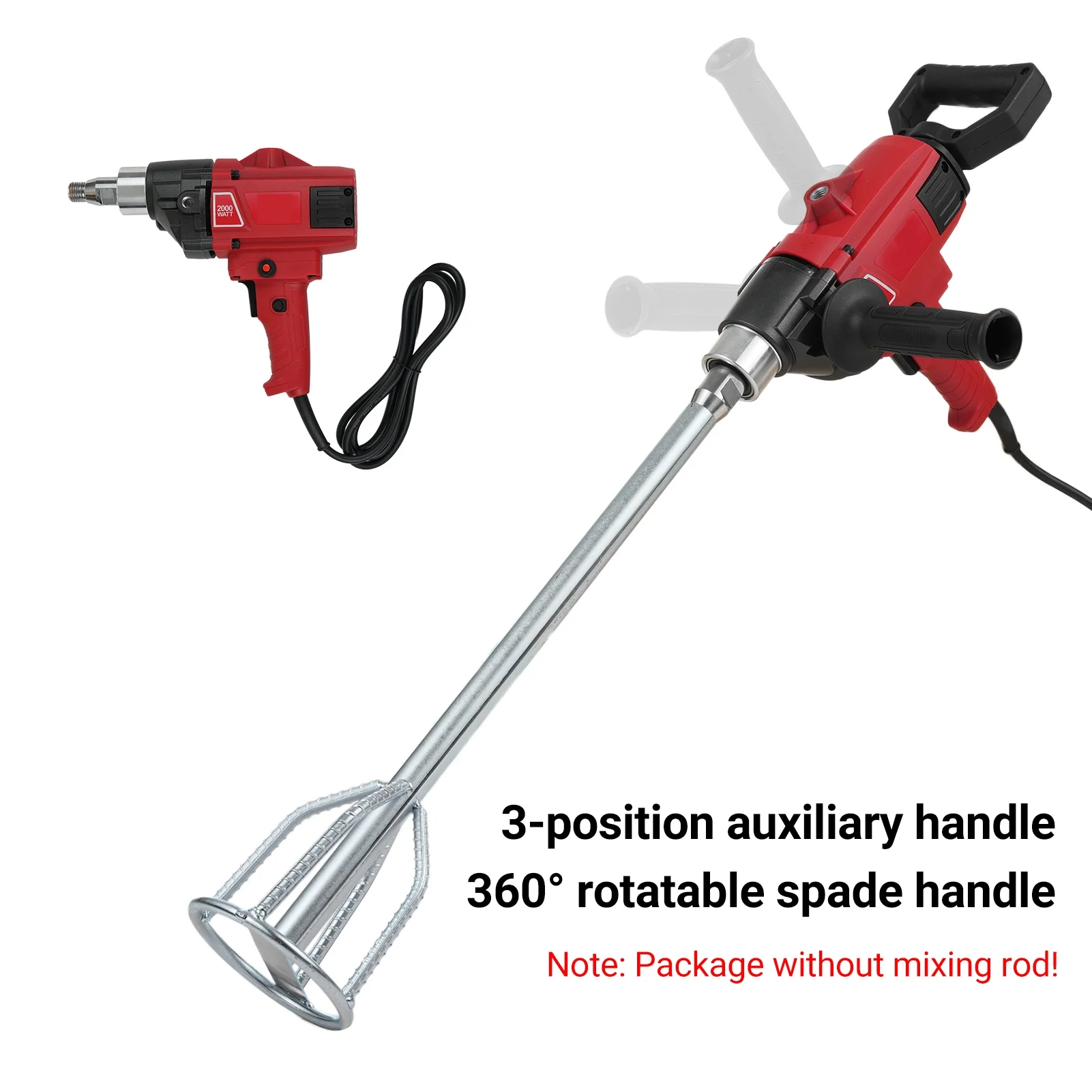 Efficient Post Hole Digging moobody 2000W Drill Mixer Set with Spade Handle