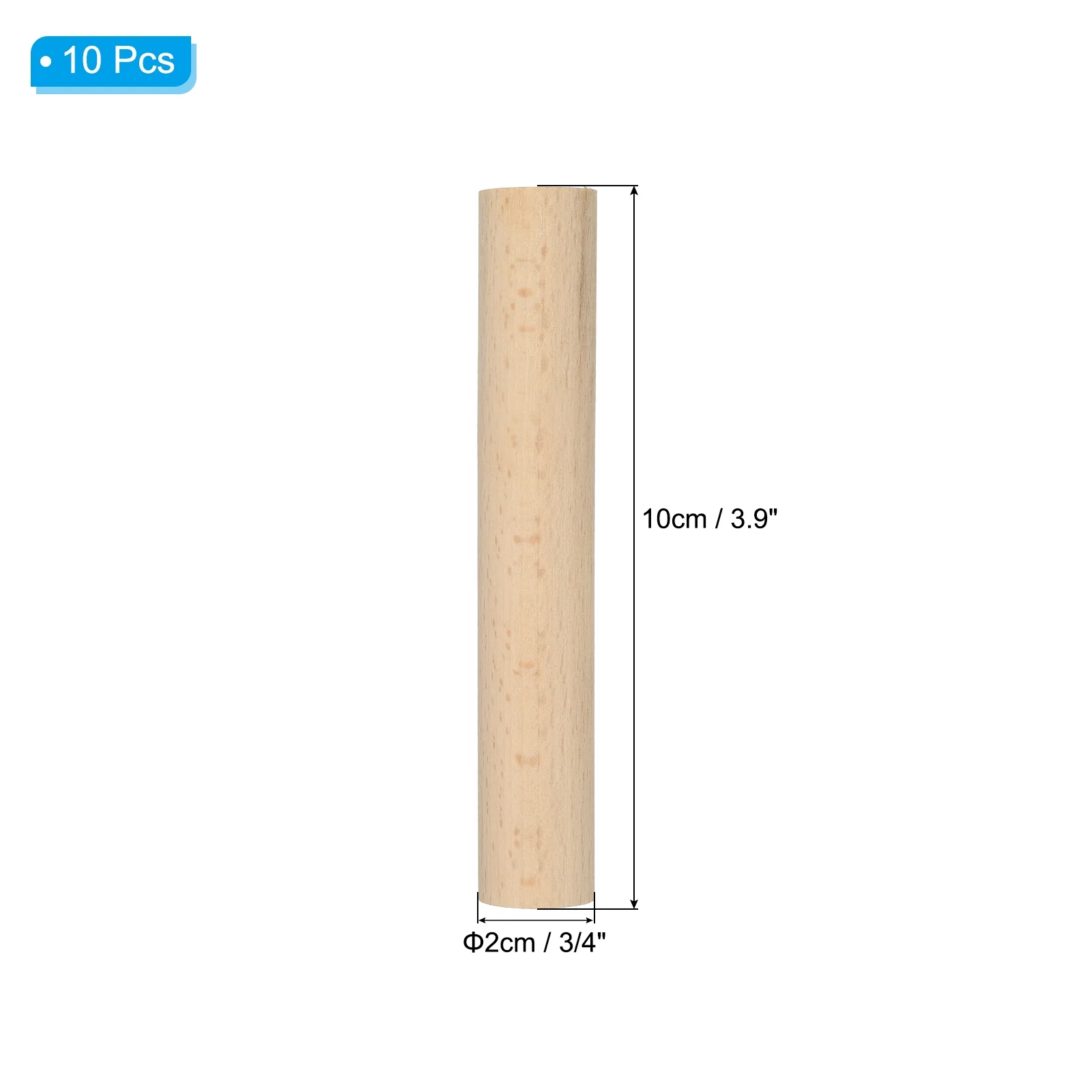 Uxcell 3/4 x 4 Inch Dowel Rods Wood Sticks Unfinished Wooden Dowel Rods Round Dowels Sticks 10 Pcs