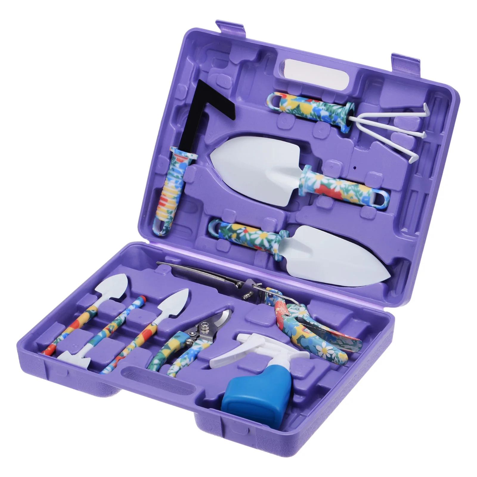 Uxcell 1 Set Garden Tool Sets 10 Pieces Plastic Kit for Gardening, Purple