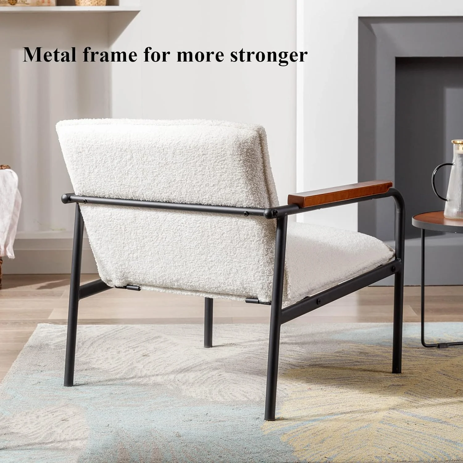 HBROLJF Rocking Chair  Mid Century Upholstered Glider Rocker Armchair with Metal Base PU Leather Nursery Glider Chair with Wooden Grips  Room Bedroom  Brown