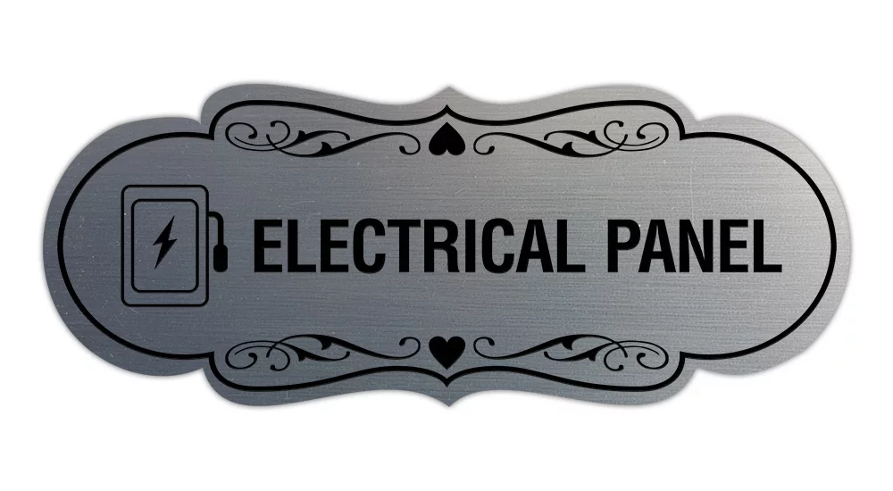 Designer Electrical Panel (Box) Sign (Brushed Silver) - Large