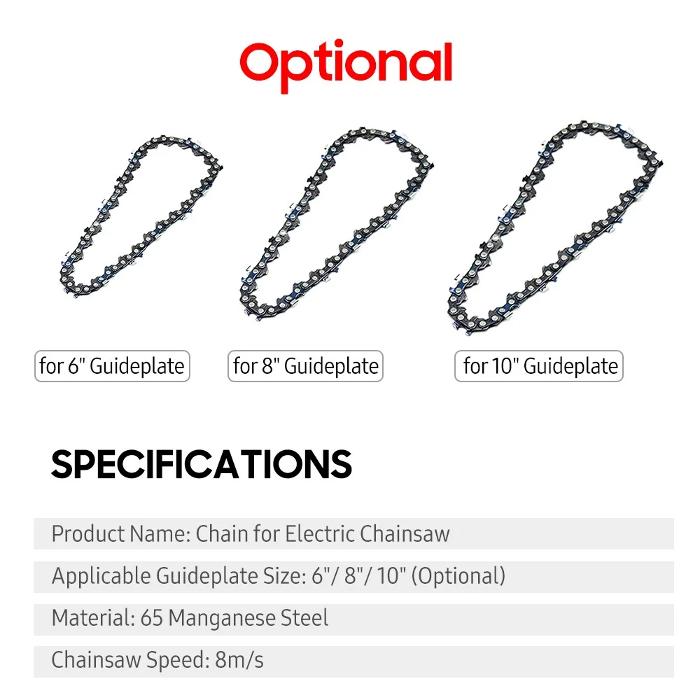 Chain for 8-inch Guideplate Electric Chainsaw Universal Chains Replacement Accessories