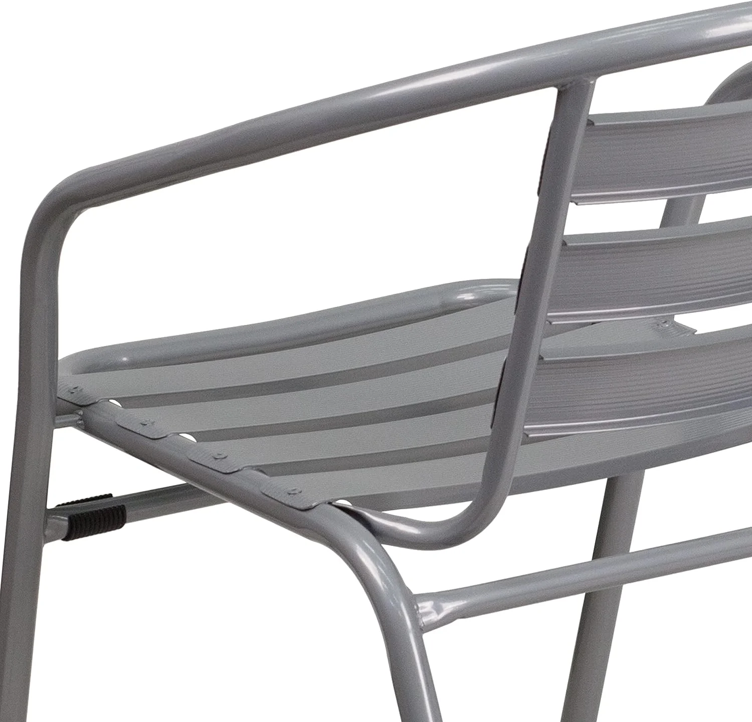 Lila 4 Pack Silver Metal Restaurant Stack Chair With Aluminum Slats