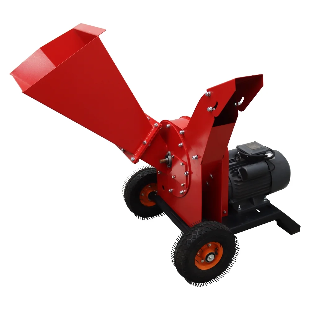 Techtongda 220V Hand Pushed Wood Crusher Branch Crusher Twig Shredder Straw Landscaping Shredder