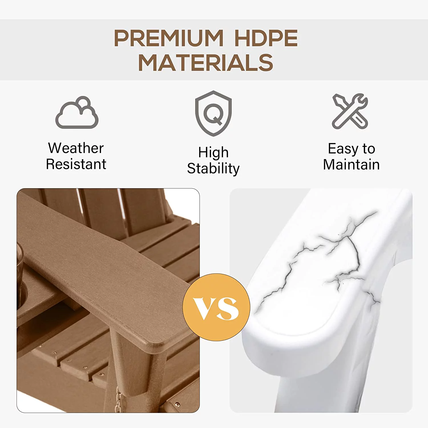 Erommy HDPE Folding Adirondack Chair with Cup, Chocolate