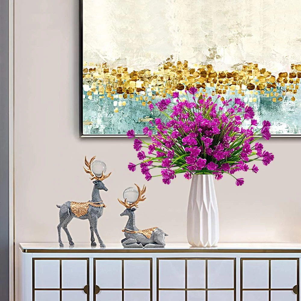 GRNSHTS 20 Bundles Artificial Flowers Outdoor UV Resistant Fake Plants Indoor Outside Hanging Planter Home Garden Decor (Purple)