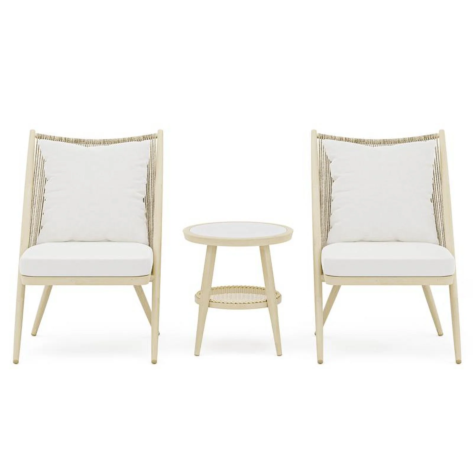 Furniture of America Chauncy Aluminum 3-Piece Outdoor Bistro Set in Natural Tone