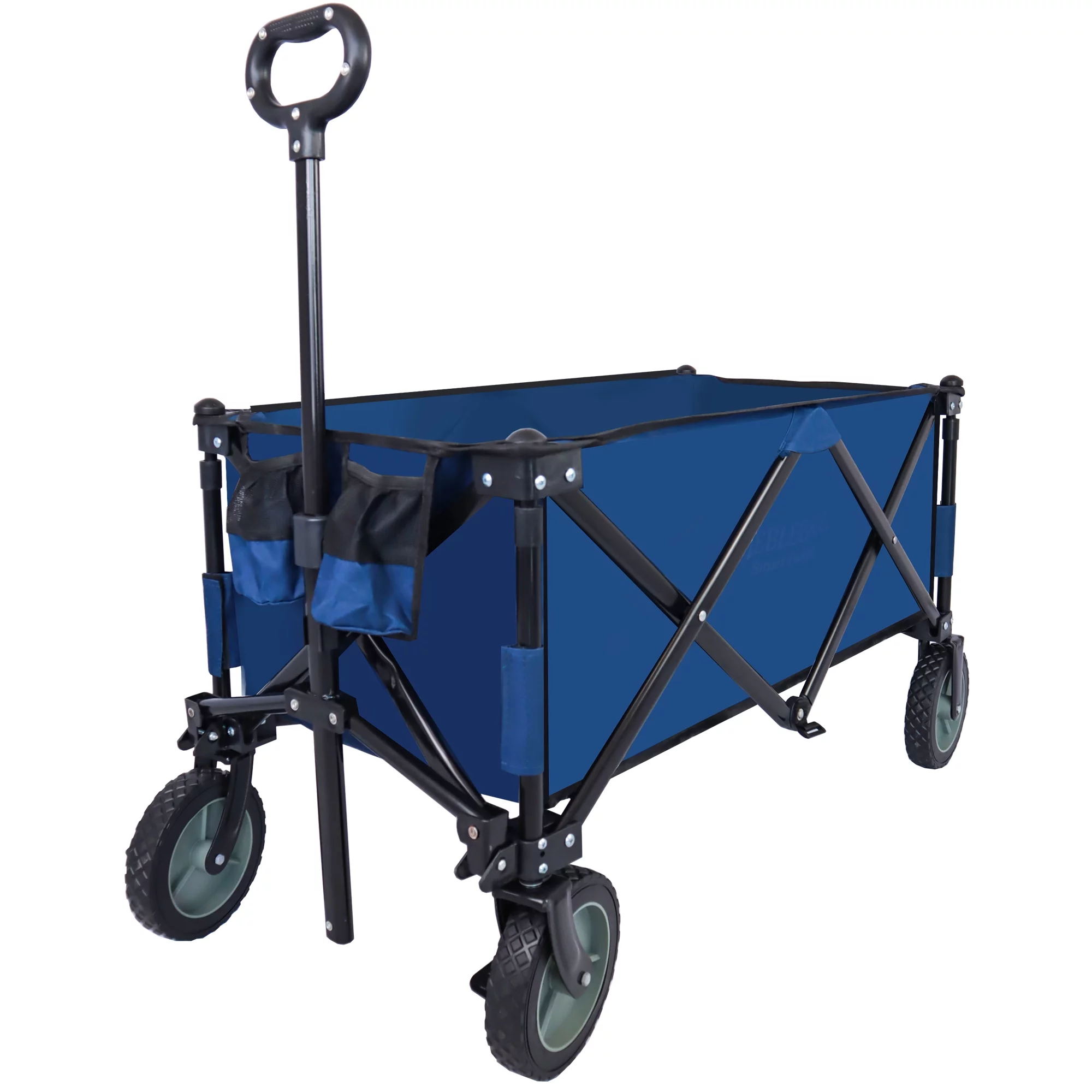 Al Fresco Folding Wagon Cart for Garden Camping Beach, Hold Up To 200 lbs, All-Terrain Wheels, Blue