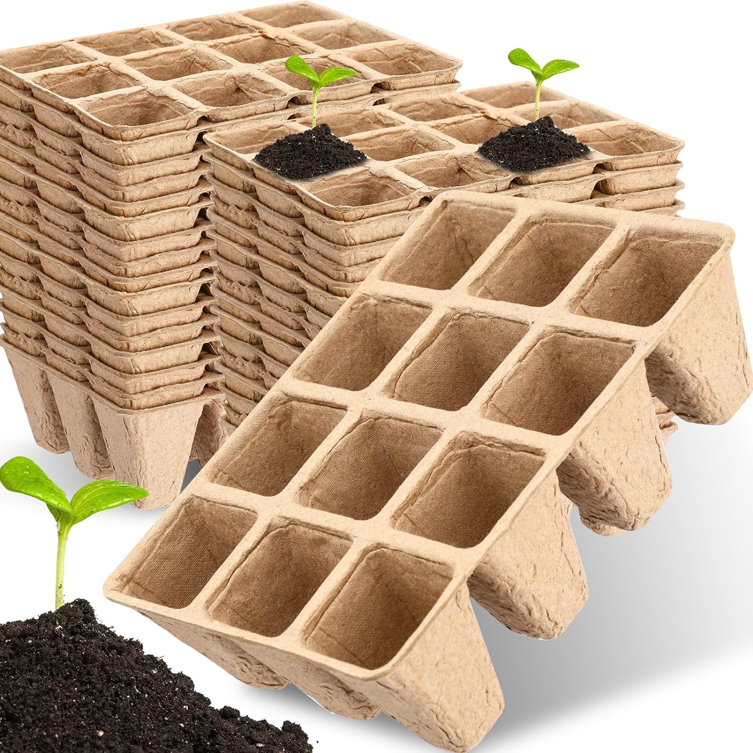 Namzi 20 Pcs Seed Starter Pots Germination Seedling Pots Plant Starter Trays 6.5 x 4.72 x 1.77 Inches Cell Pot for Vegetables Herbs