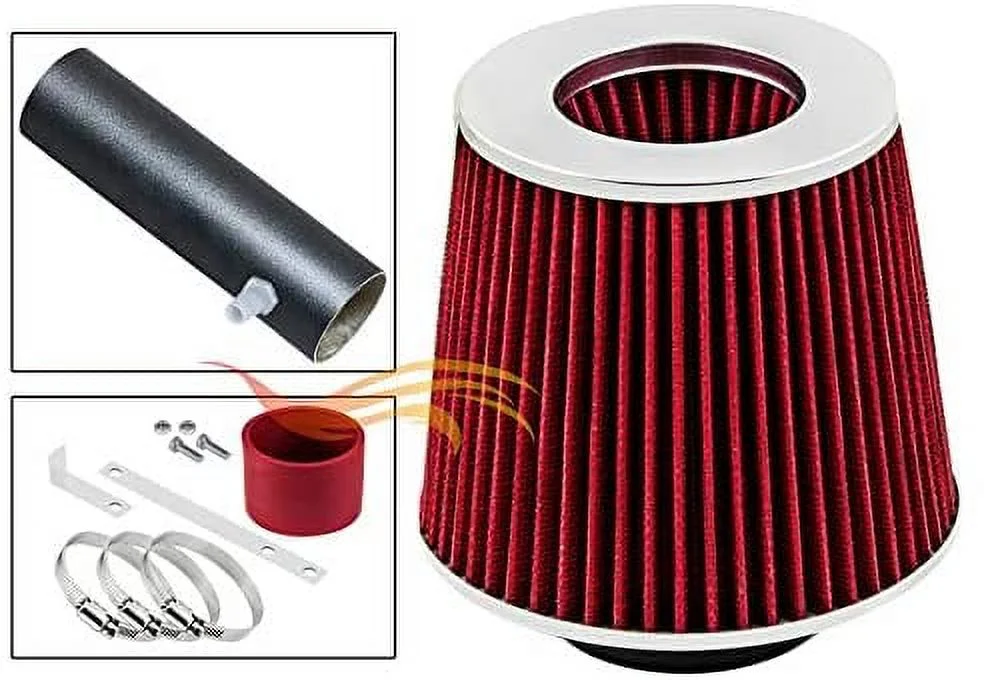 RW SERIES - MATTE BLACK PIPE RED - SHORT RAM INTAKE Compatible For 94-96 Chevy IMPALA/CAPRICE/ROADMASTER