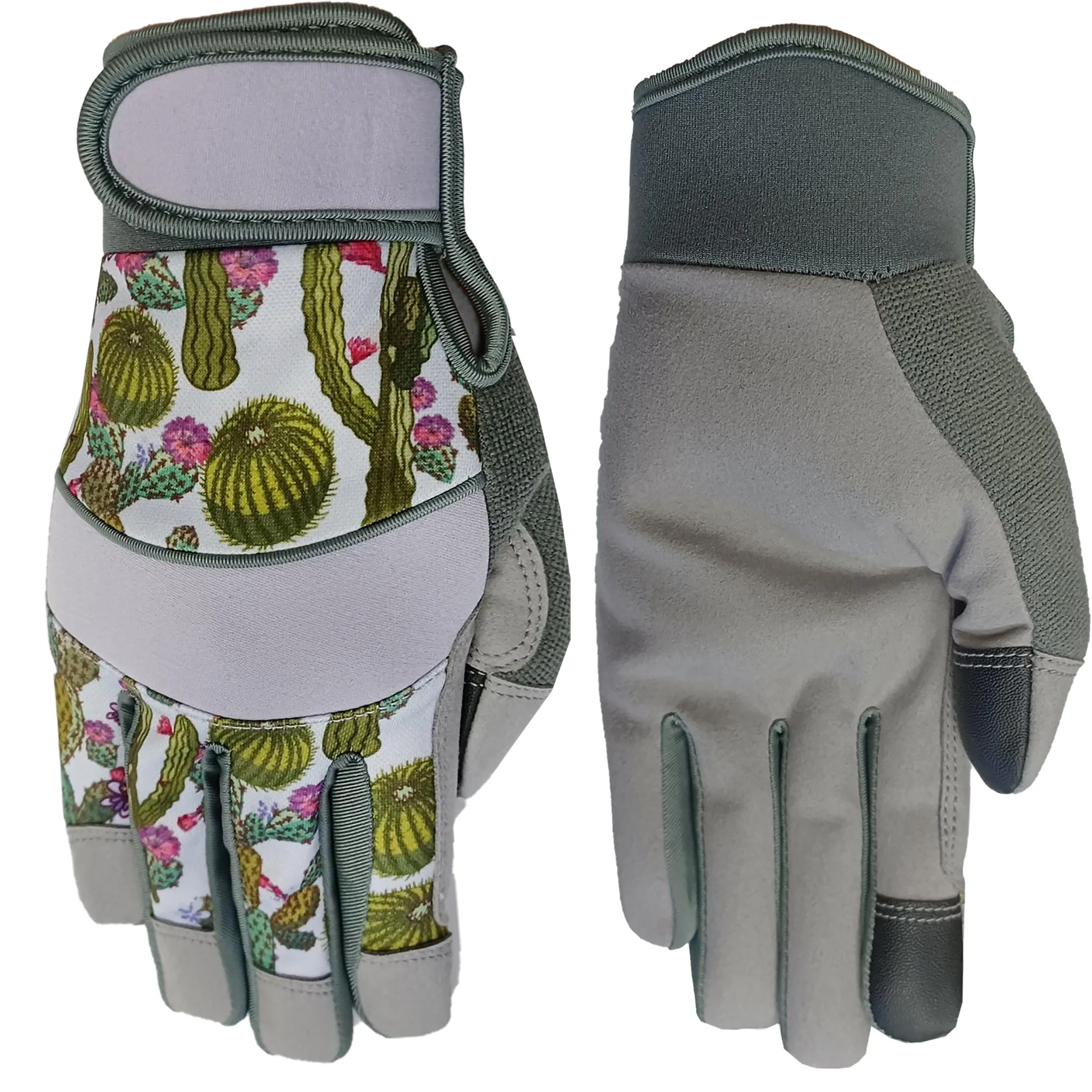 Expert Gardener Women's Assorted Colors Cactus Print Utility Glove with Velcro Wrist, Medium
