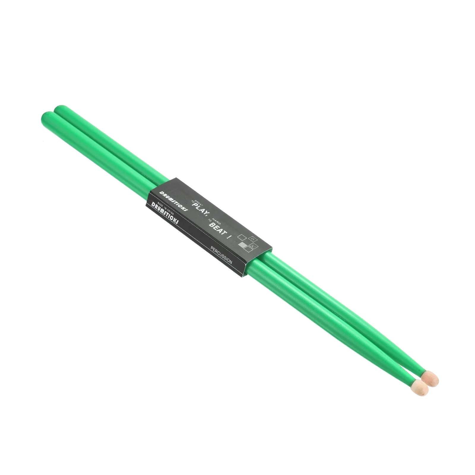 1 Pair Wood Drumstick Anti Slip Handle Grips 5A Green Drum Stick Wood Tip