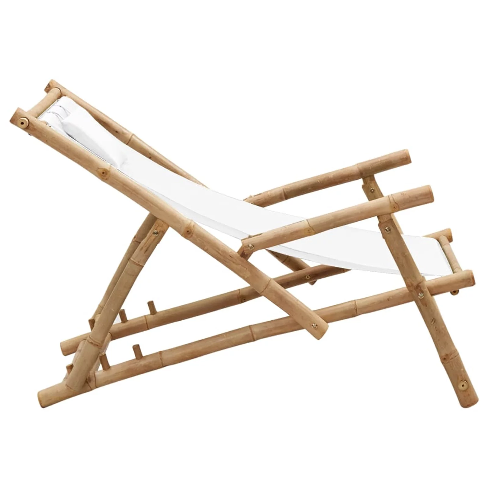 walmeck Deck Chair Bamboo and Canvas White