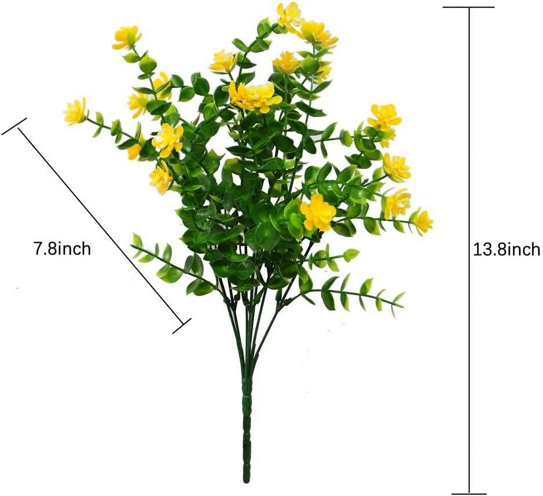 6 Pcs Artificial Fall Flowers Outdoor UV Resistant Autumn Fake Plastic Plants Faux Greenery Shrubs Arrangement for Garden Porch Window Box Patio Home Outside Indoor Decoration (Yellow)