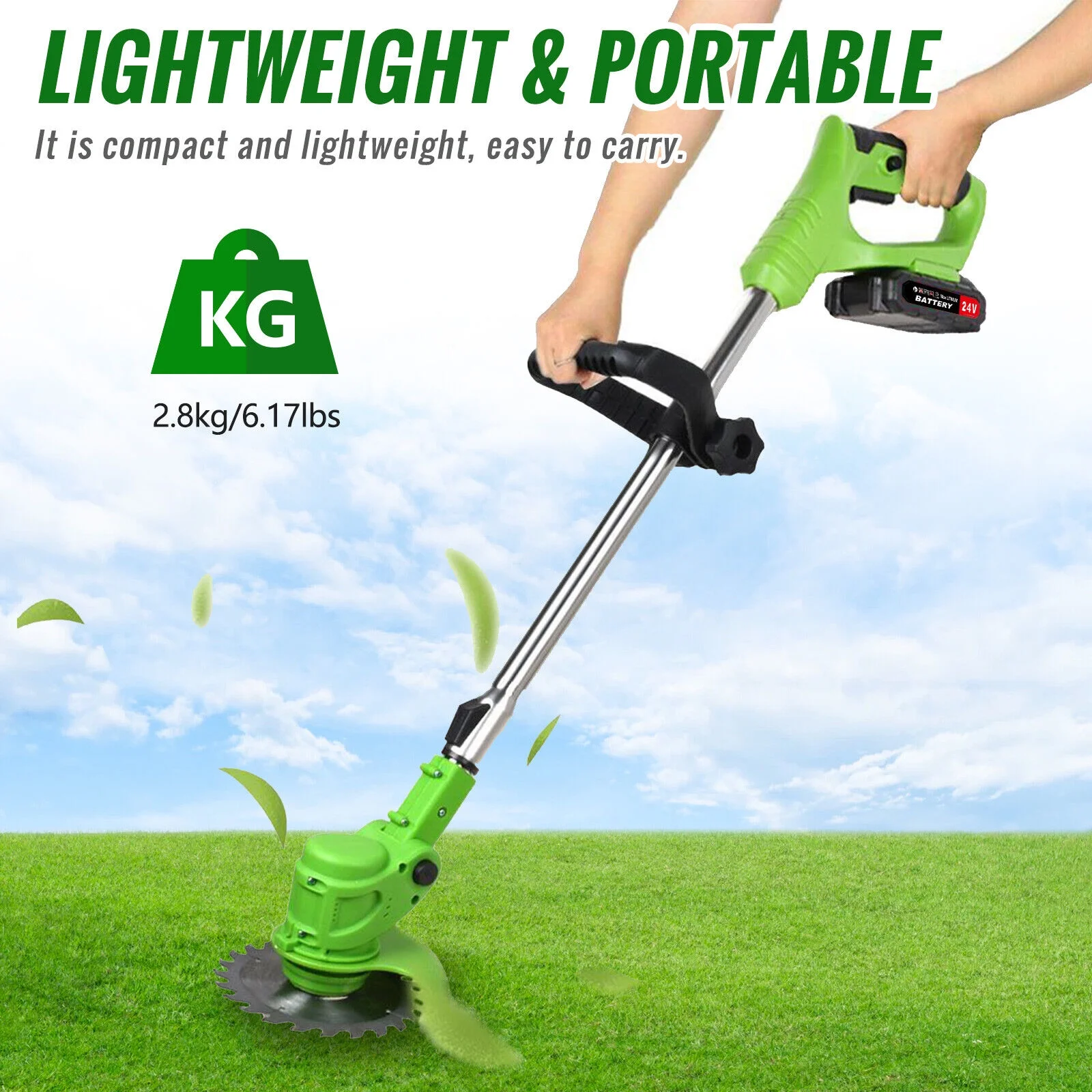 Electric Cordless Grass String Trimmer Lawn Edger Weed Wacker Cutter w/ Battery