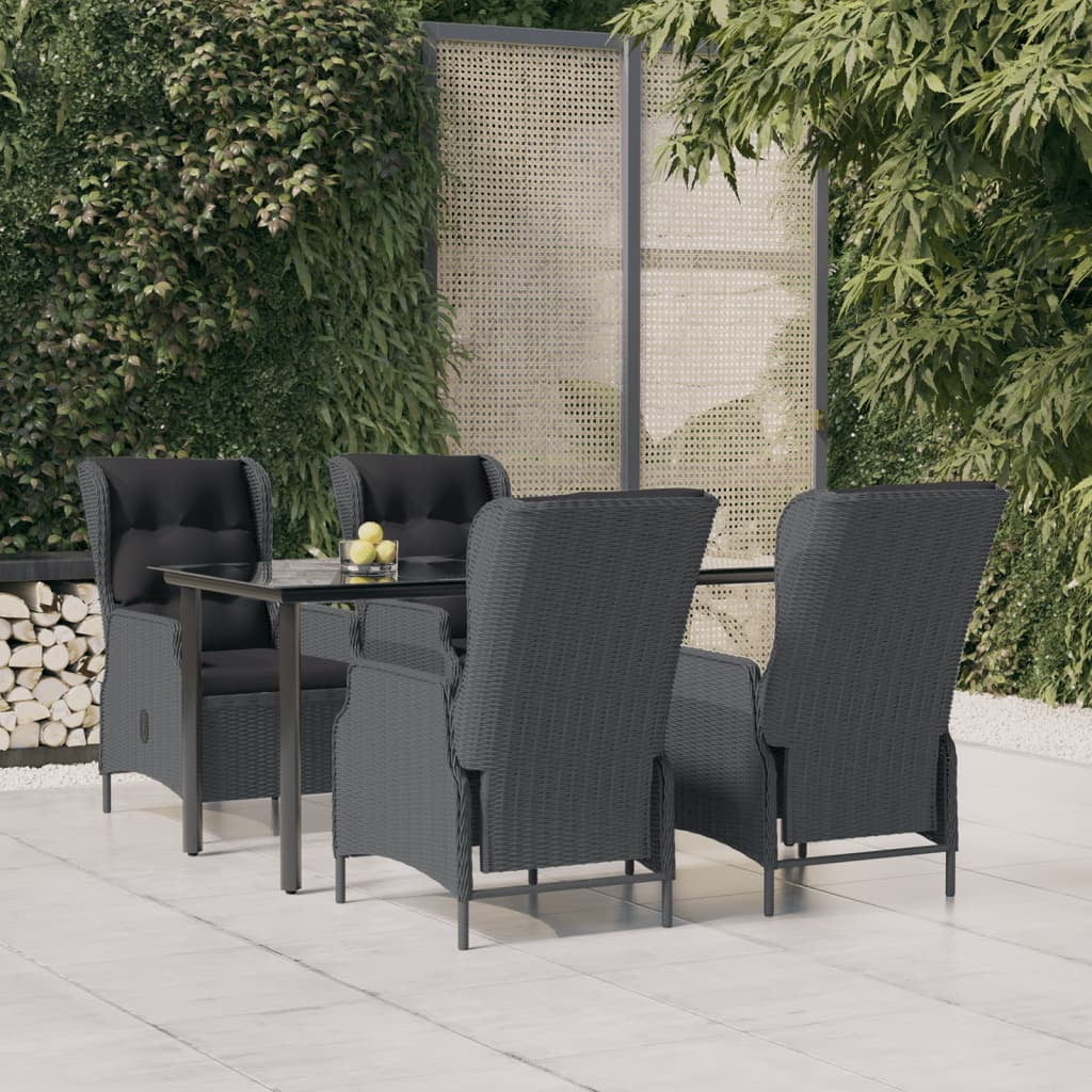 Walmeck 5 Piece Patio Dining Set Dark Gray Poly Rattan
