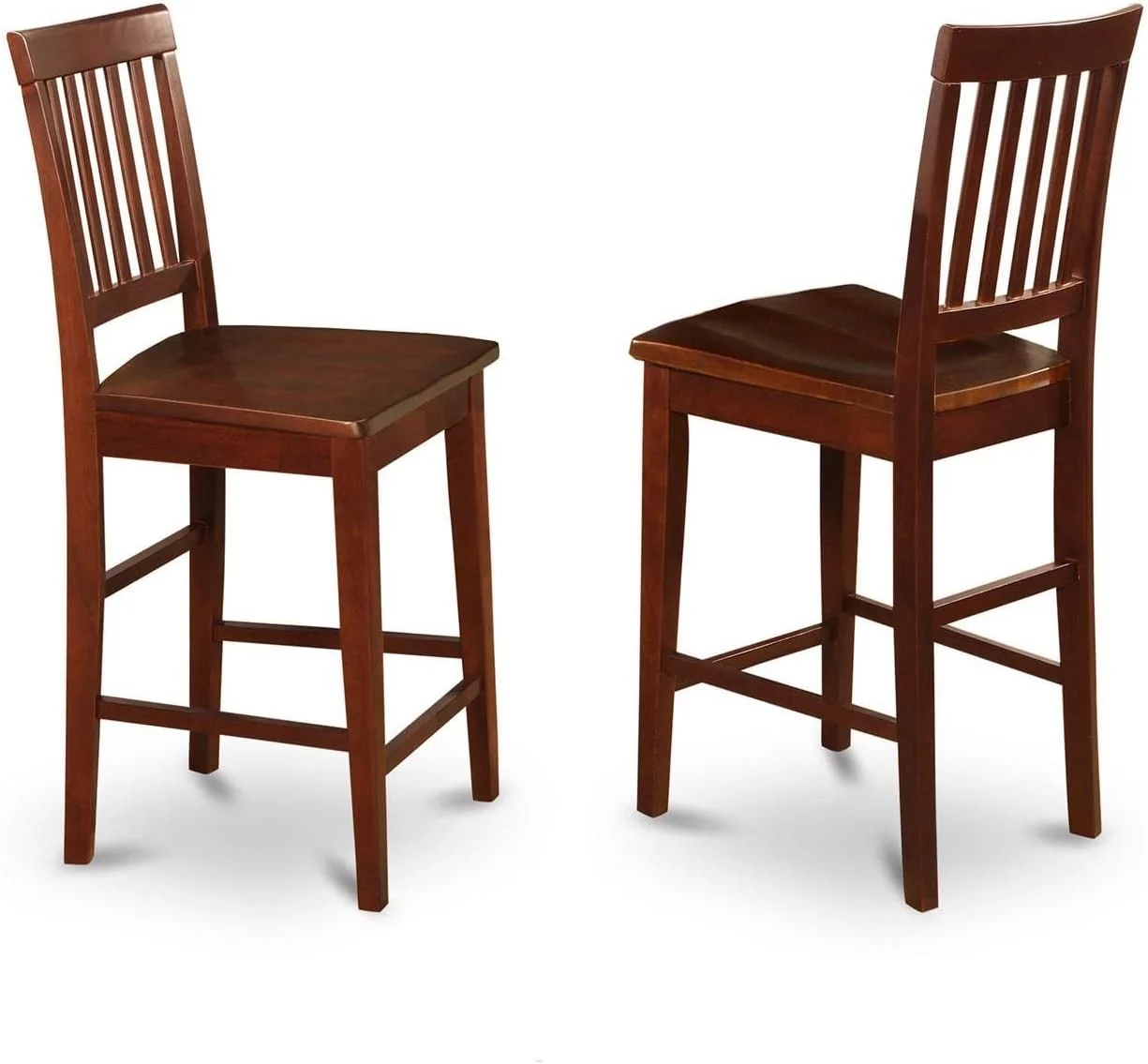 3 Piece Kitchen Counter Height Set Contains A Round Wooden Table With Pedestal And 2 Dining Chairs, 30X30 Inch, Mahogany