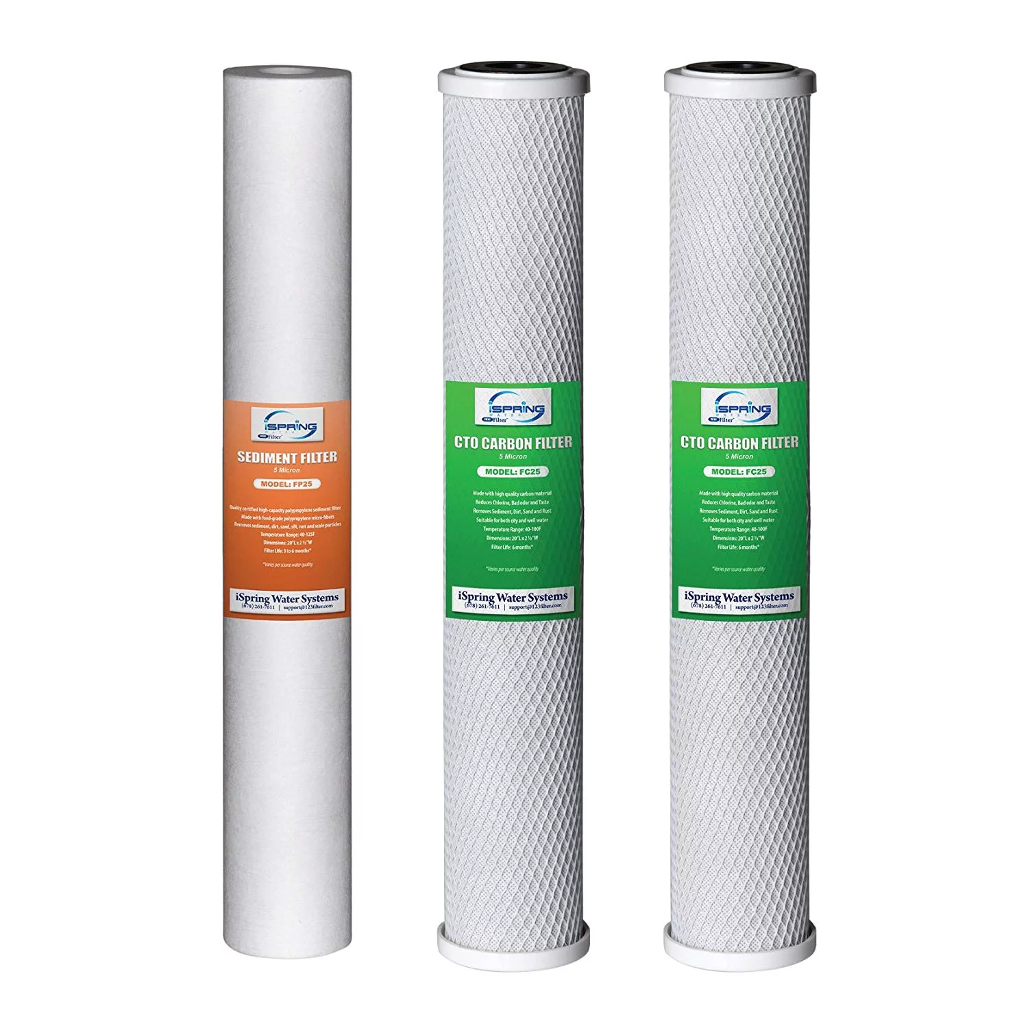 iSpring F3WCB32 20X2.5-In Replacement Cartridges for WCB32O/WCB32C and RCB3P Water Filtration System