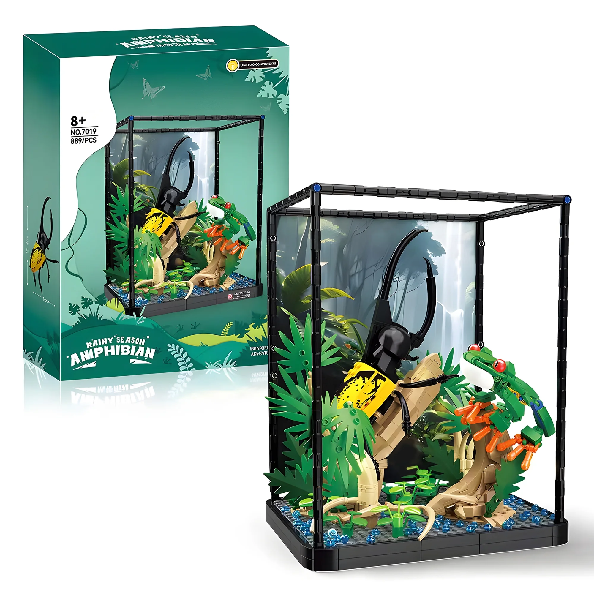 HI-REEKE Rainforest Building Block Set Insects and Frogs Forest Adventire Toy for Kid Multi Color