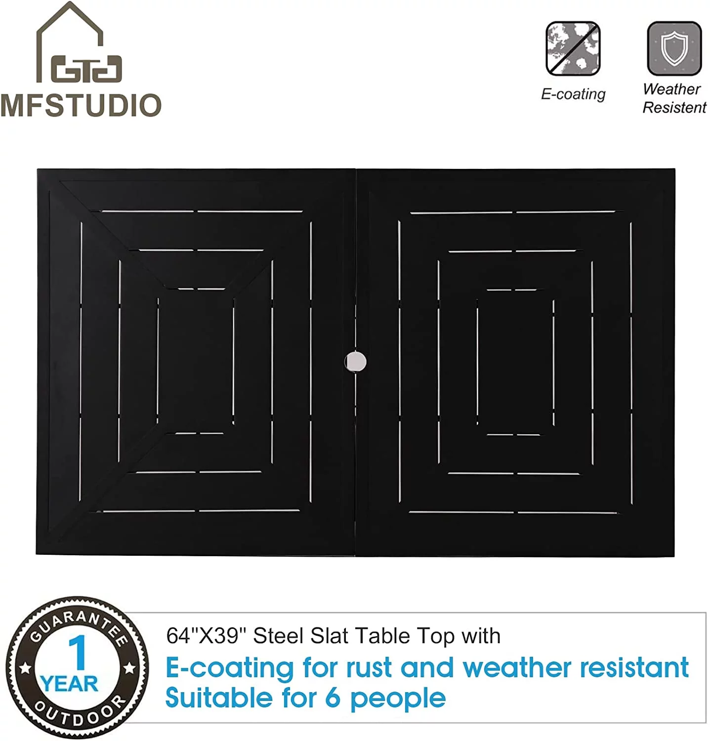 7 Pieces Patio Dining Set  Rectangular Black Metal Table with 6 Padded Textilene Fabric Swivel Chairs  Outdoor Furniture Set with Umbrella Hole for Garden  Poolside  Backyard  Porch