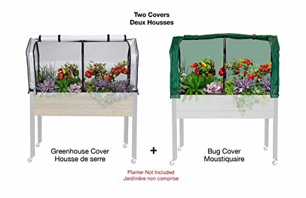 Greenhouse & Bug Cover Combo 21”W X 47”L X 24”H - Provides Perfect Microclimate For Your Plants. Includes 1 & 2 Cover. Planter NOT Included