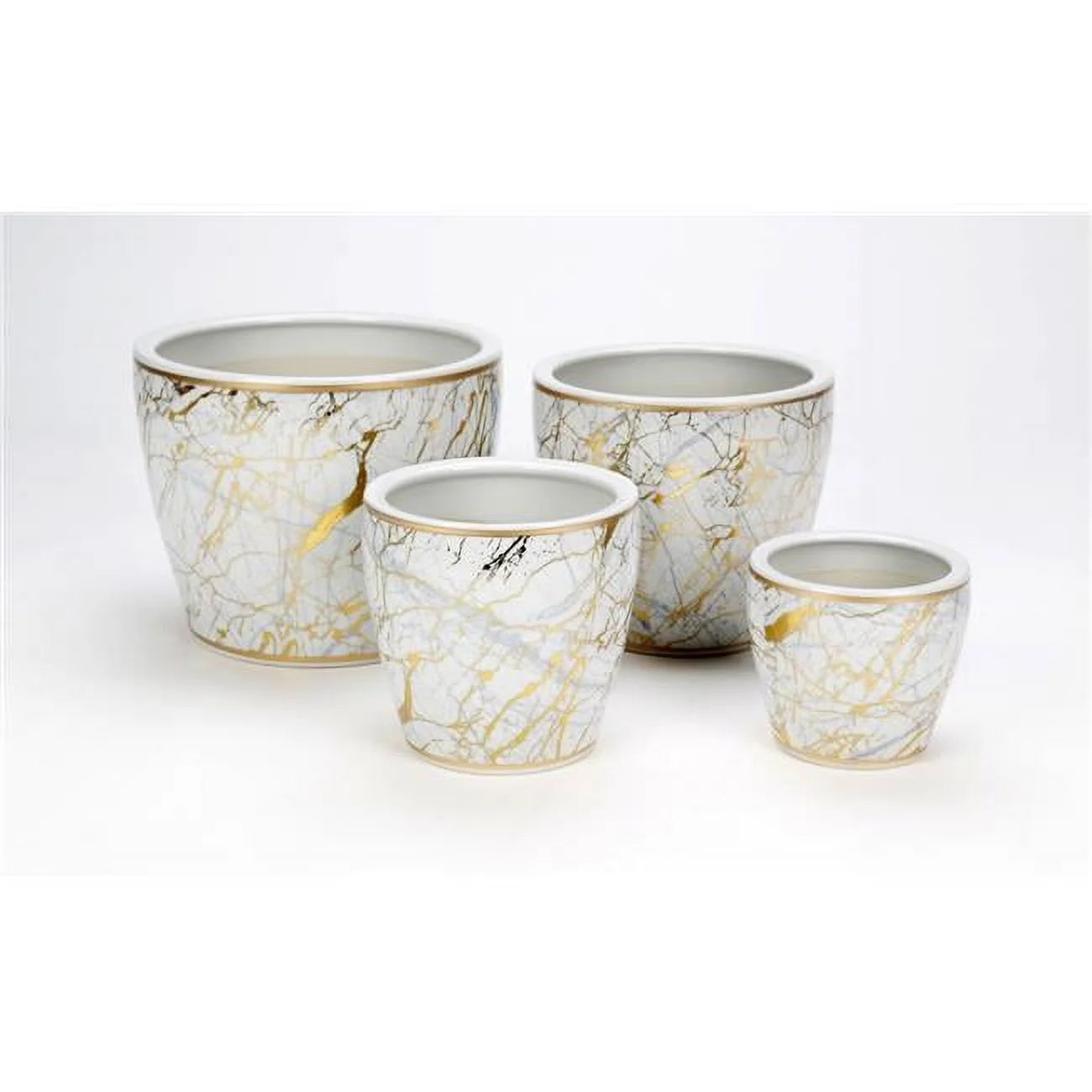 Faux Marble with Gold Accents Planter, Set of 4