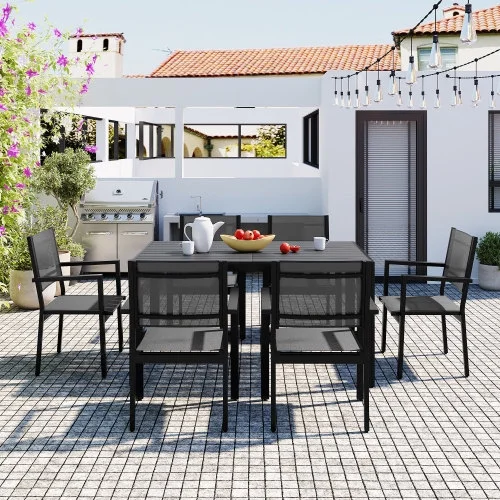Buumin U-Style High-quality Steel Outdoor Table and Chair Set, Suitable for Patio, Balcony, Backyard.