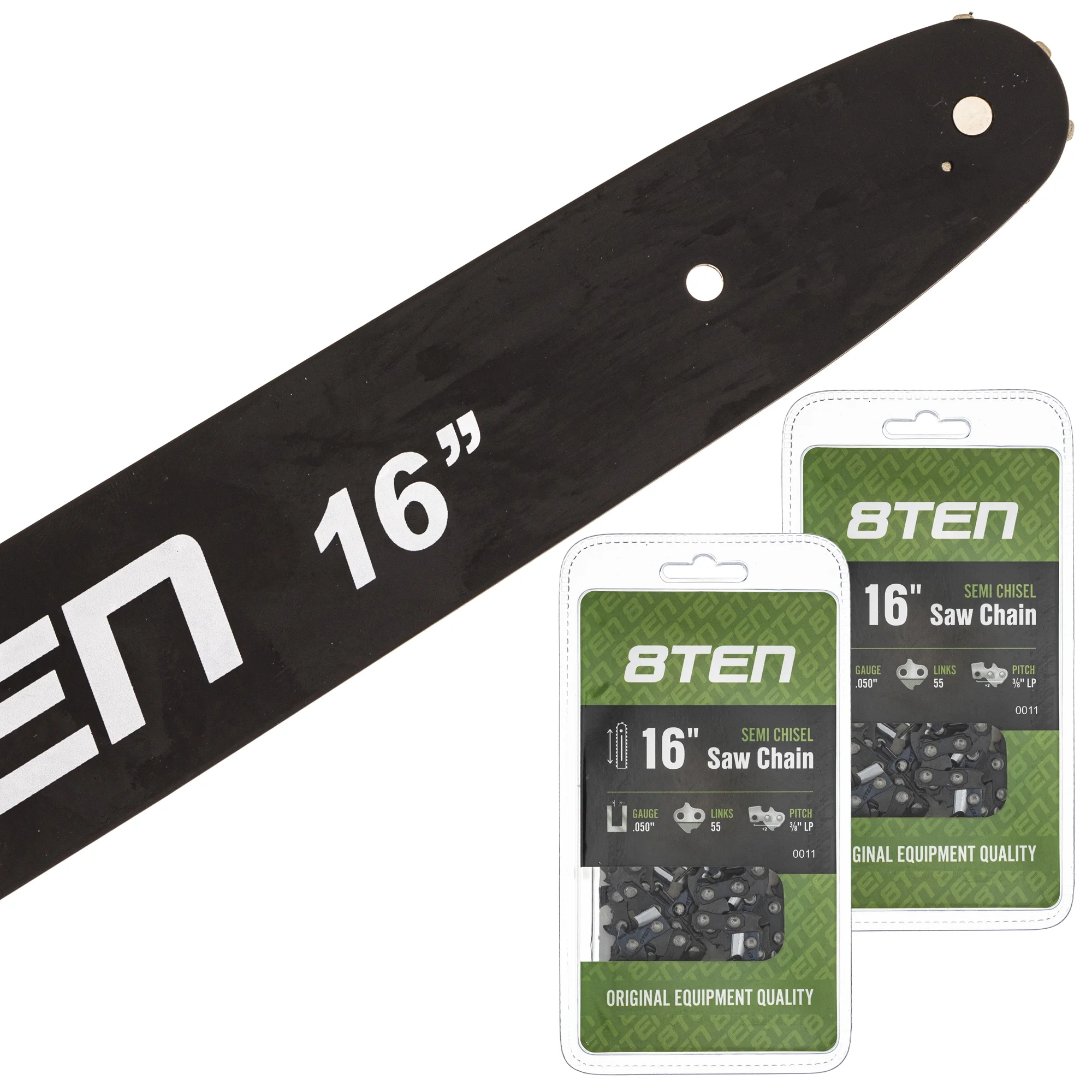 8TEN Chainsaw Guide Bar & 2 Chain Stihl MS170 30050004813 16 inch .050 3/8 55DL MK1002931