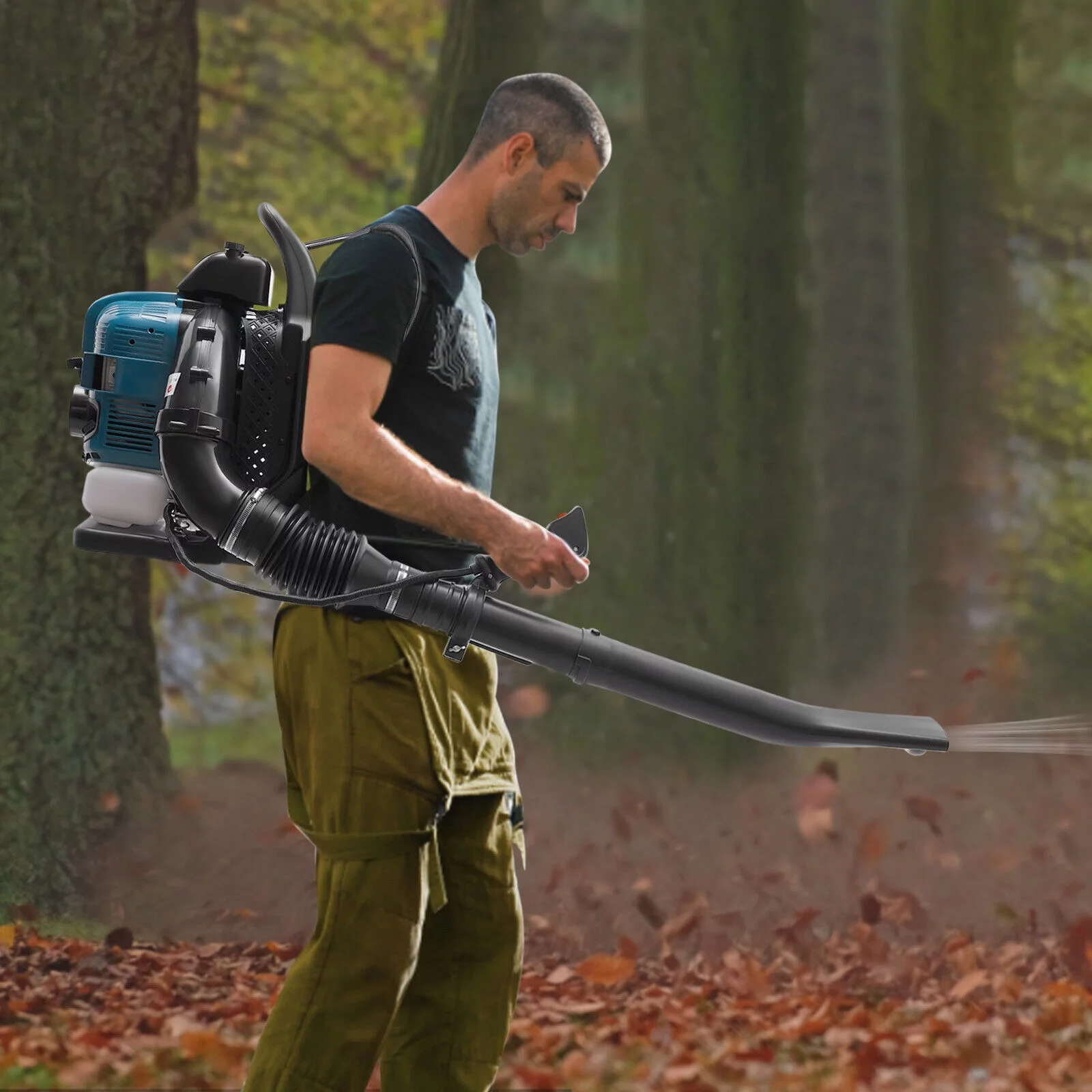 Miumaeov 75.6cc 4 Stroke Commercial Gas Powered Grass Lawn Blower Backpack Leaf Blower