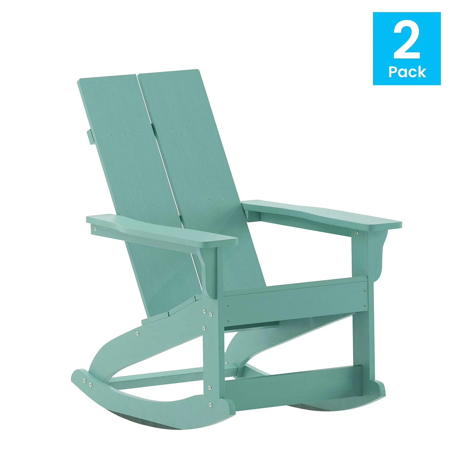 Flash Furniture Finn Dual Slat Back Adirondack Rocking Chair Sea Foam 2/Pack (JJC14709SFM2)