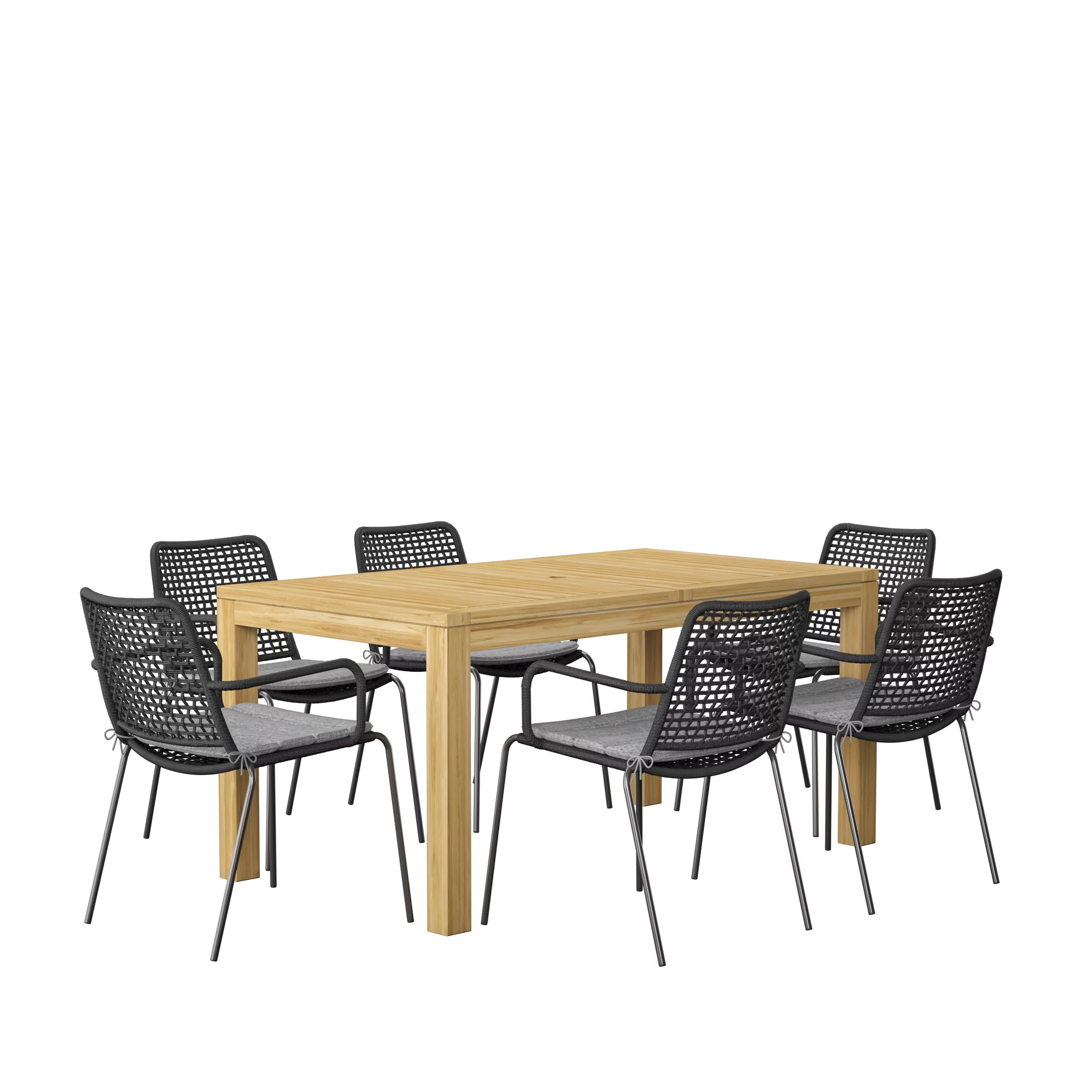 Amazonia Van Buren 7 Pieces Certified Teak Rectangular Outdoor Dining Set, Ideal for Patio, Seating Capacity: 6