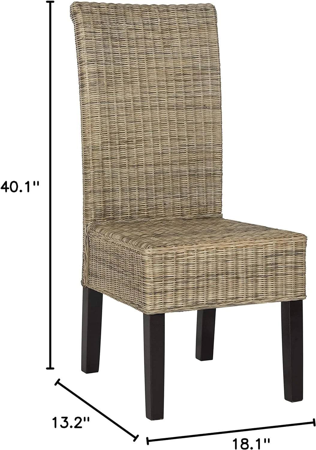 Home Collection Arjun Grey Wicker 18-Inch Dining Chair (Set Of 2)