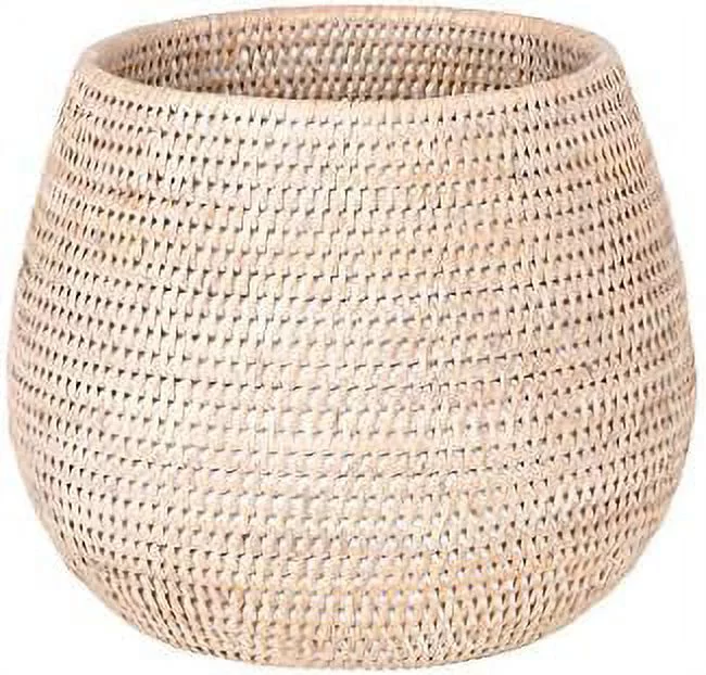 la jolla rattan bowl, white-wash, large planter