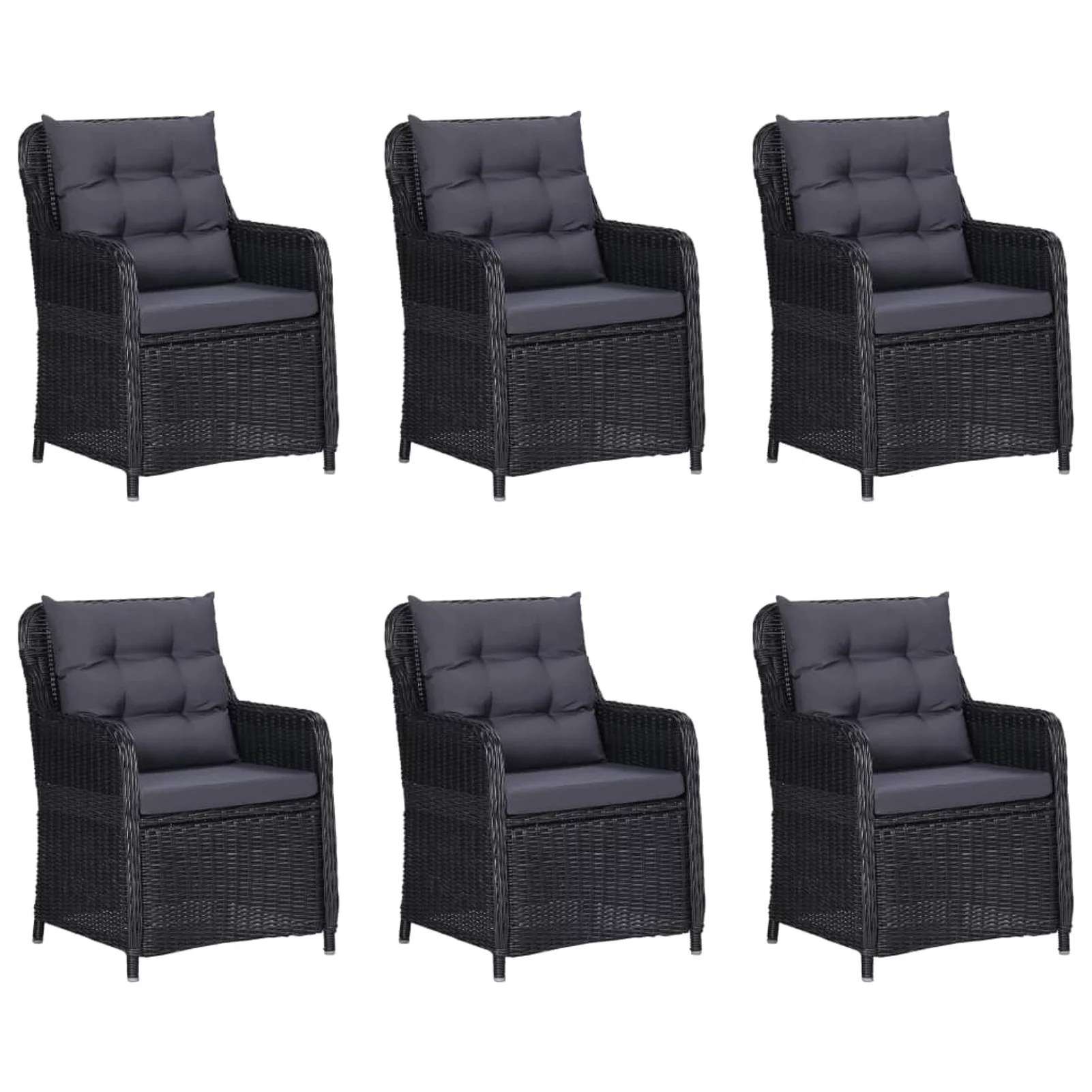 Aibecy 7 Piece Patio Dining Set Poly Rattan Black