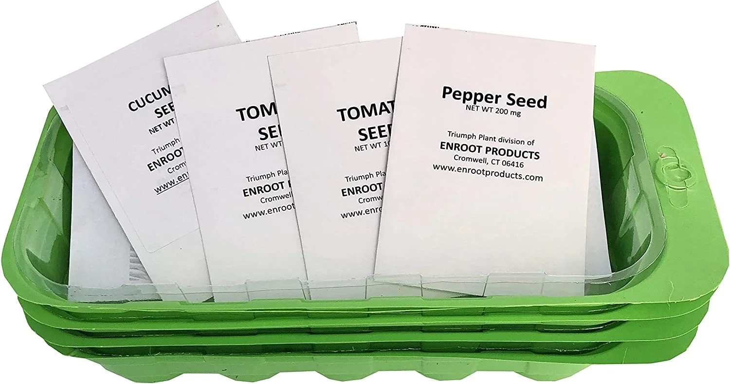 Garden Starter Kit - DIY Seedling Starter For Tomatoes, Peppers, Cucumber Planting (4 Tray)