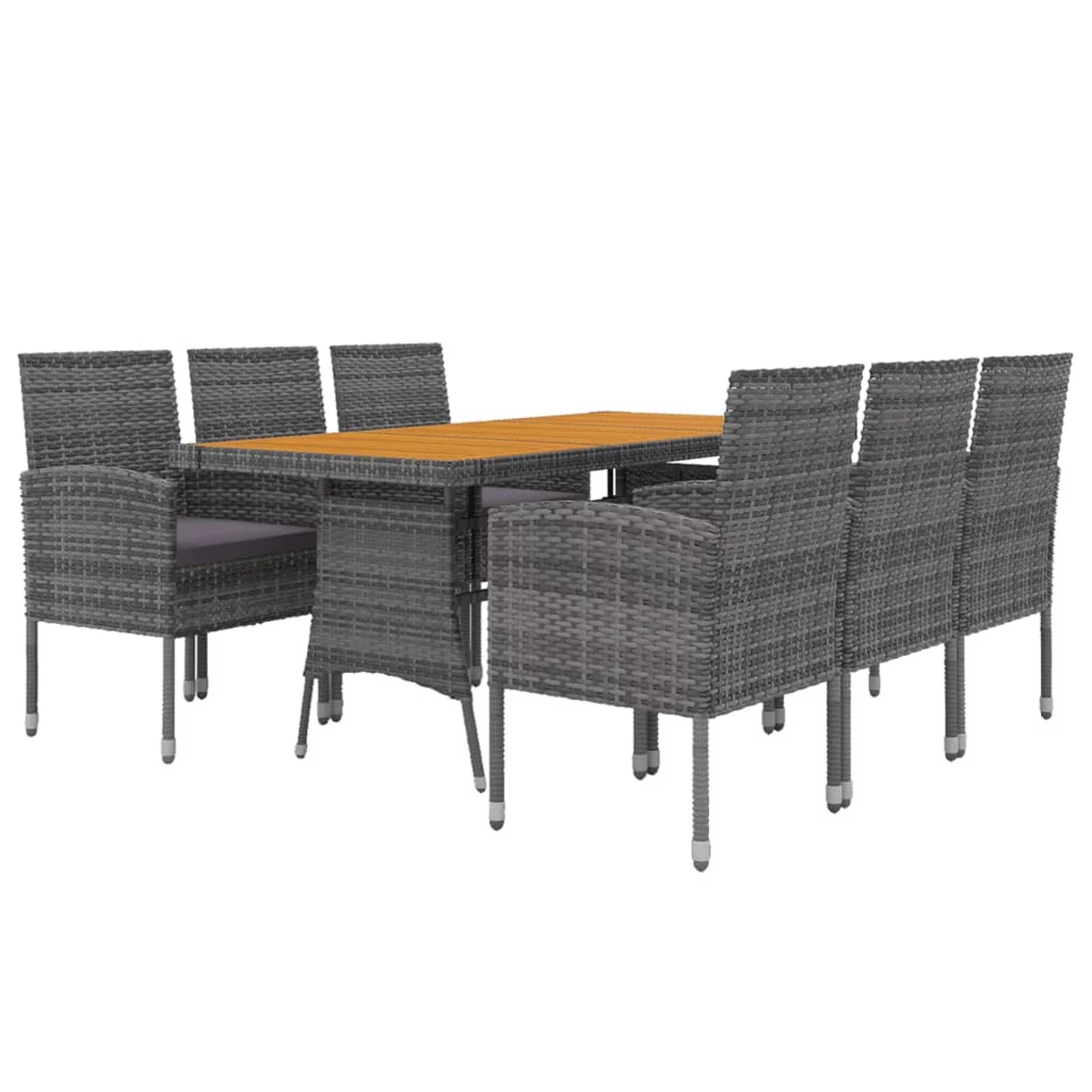 walmeck 7 Piece Patio Dining Set Poly Rattan Gray