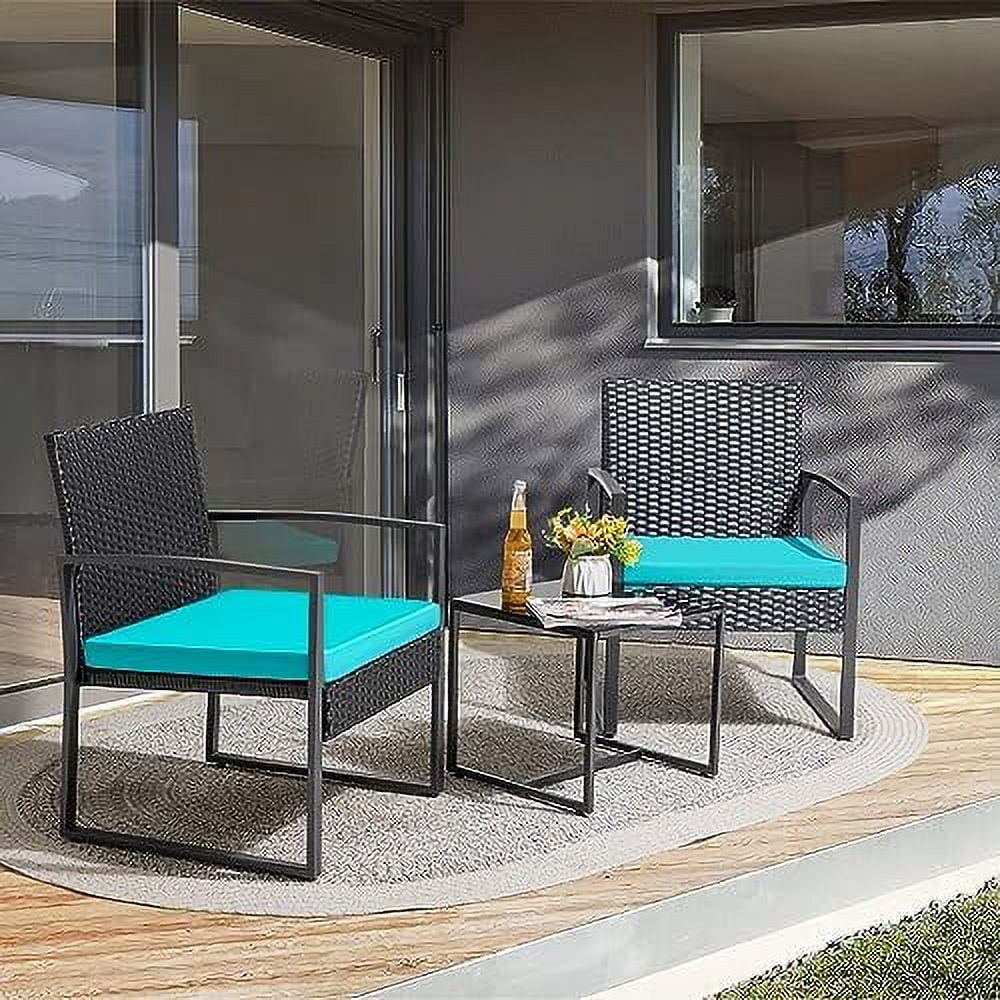 HYHBIBOOM Patio  Sets 3 Pieces Outdoor Conversation Set with Coffee Table Patio Wicker Rattan Chairs Set Bistro Sets for Garden  Yard  Lawn  and Balcony (Gray)
