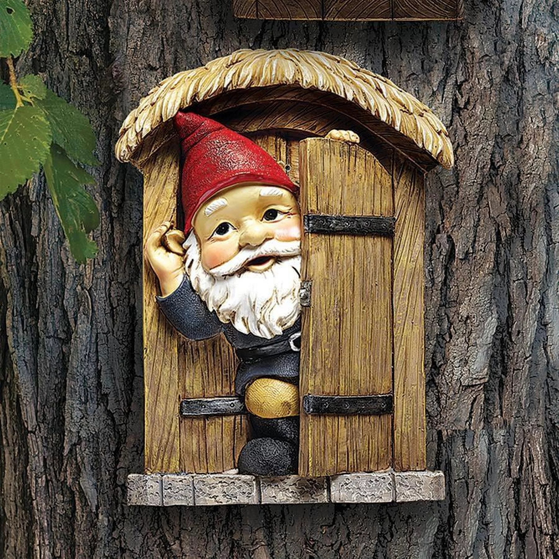 The Knothole Gnomes Garden Welcome Tree Sculpture: Decor Gnome