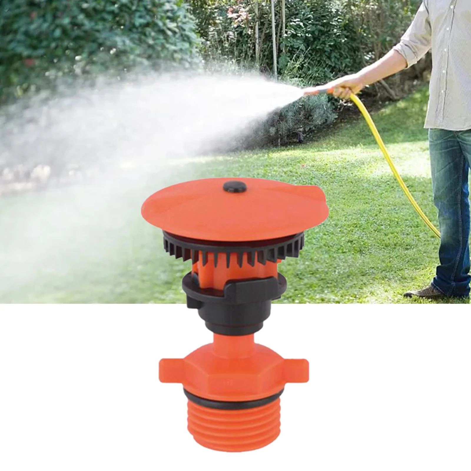 Garden Watering Sprinkler 360 degree Rotating, Easy Installation, Oscillating Rotary Sprinkler Irrigation Sprinkler Nozzle for Yard Orange