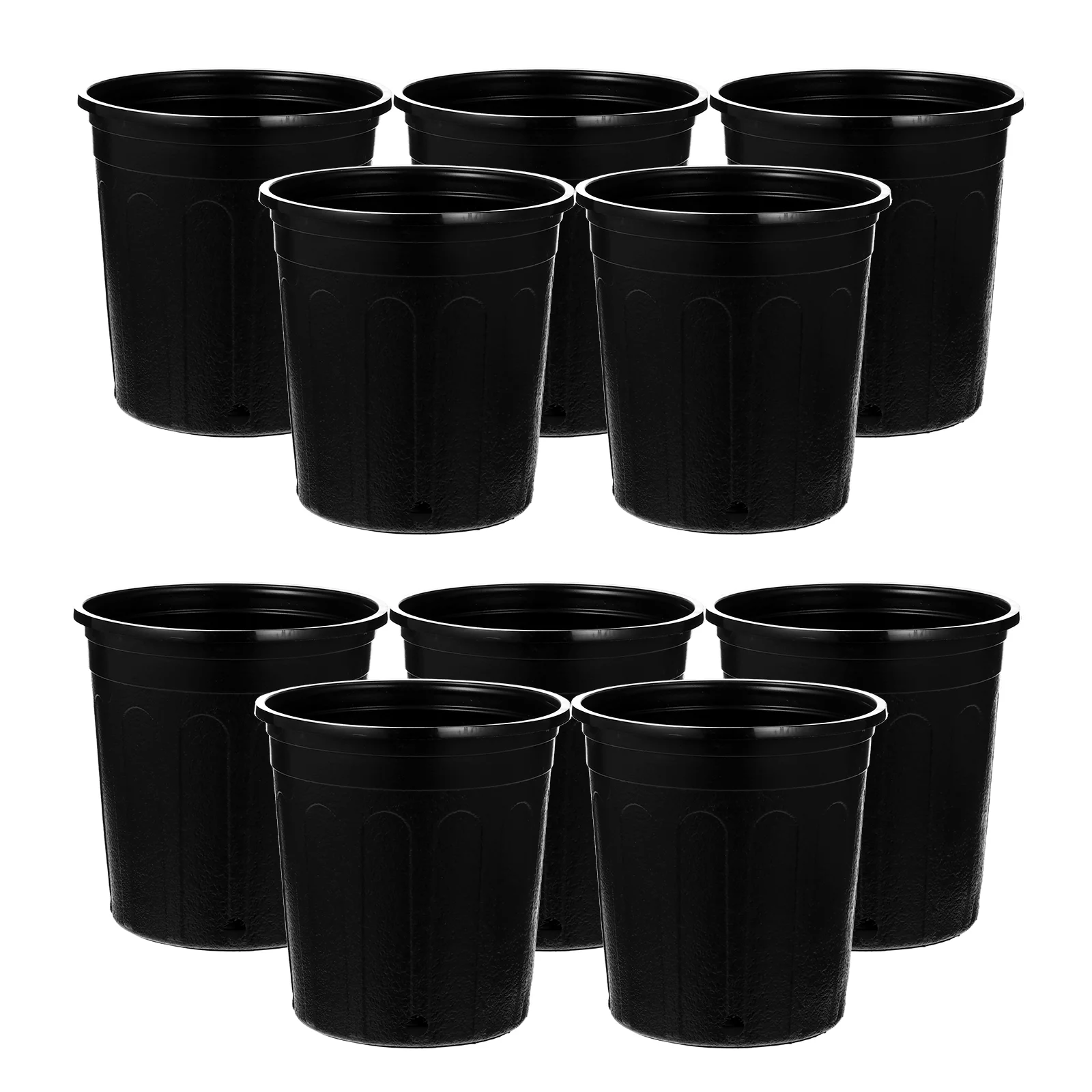 Gongxipen 10pcs Simple Gallon Pot Flower Planter Garden Plastic Plant Nursery Pot (Black)