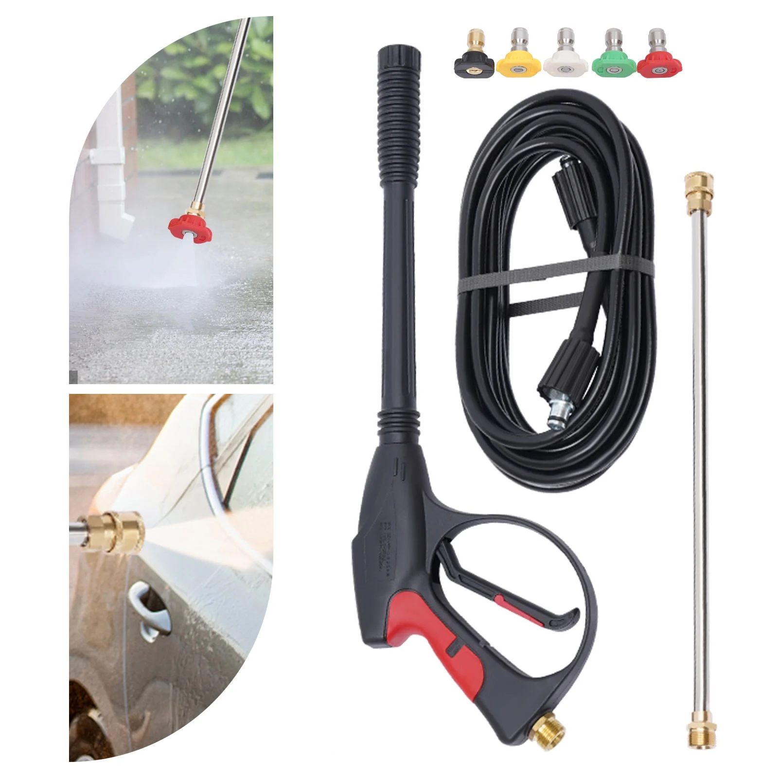 High Pressure 2000psi Car Power Washer Gun Spray Wand Lance Nozzle Hose Kit M22
