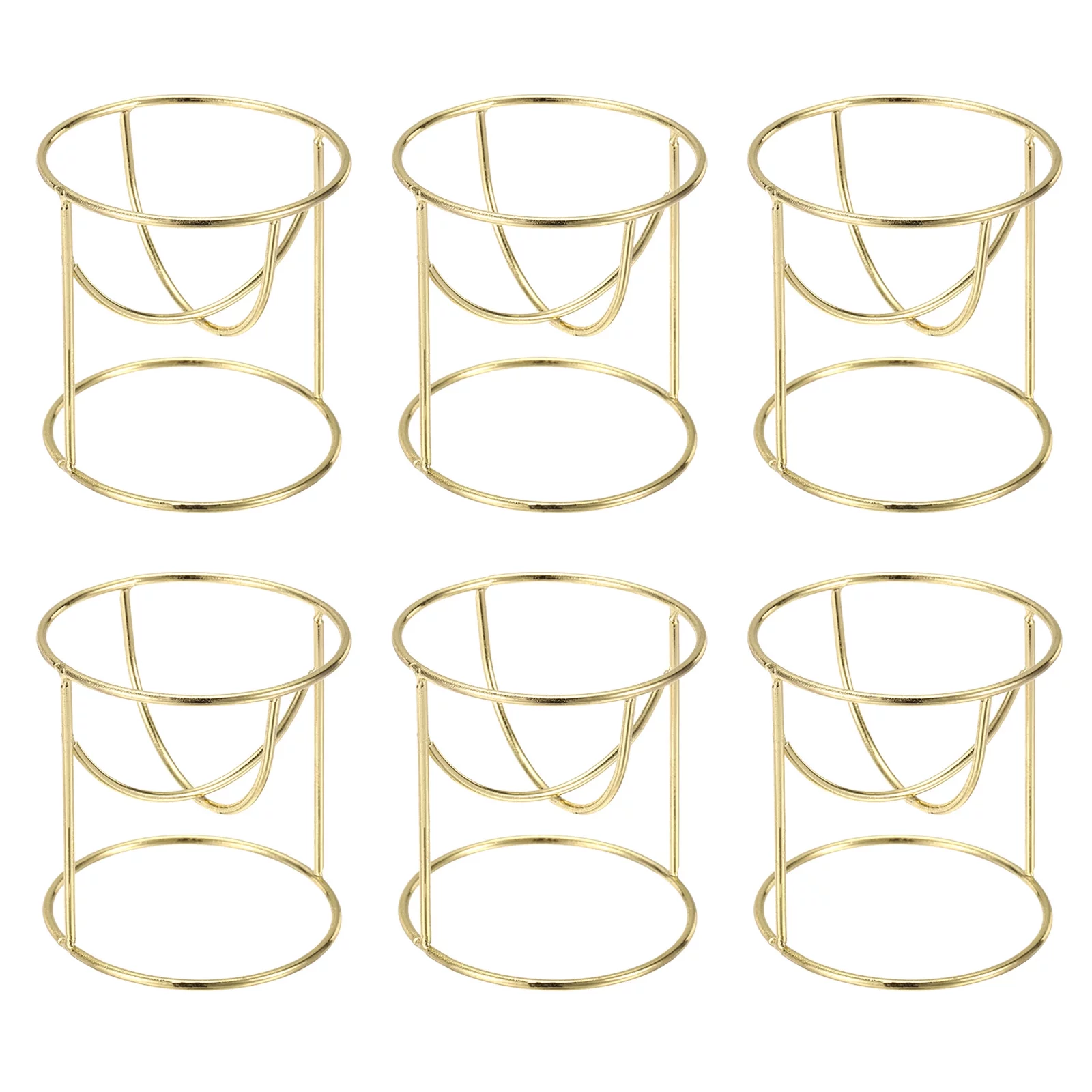 Uxcell Air Plant Stand Holder, 6 Pcs Round Metal Air Plant Pot Container for Home Bedroom Office Decor, Gold
