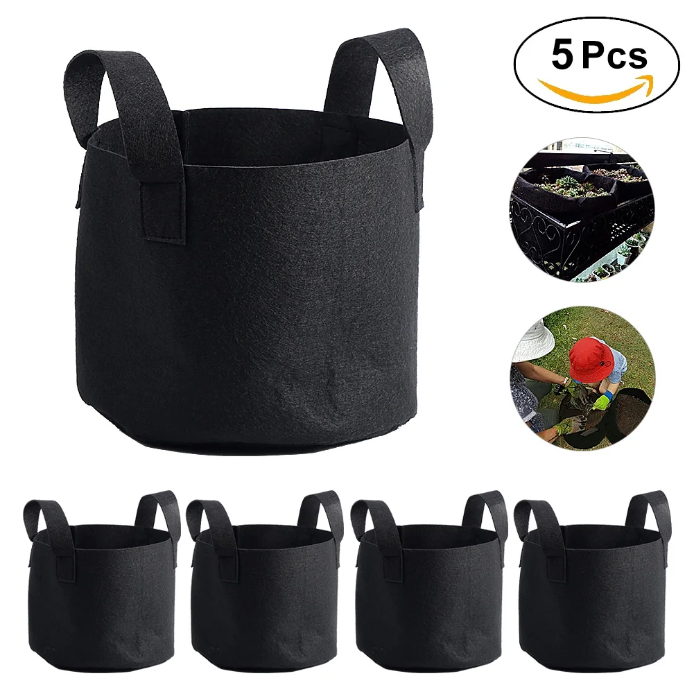 YUMILI Plant Grow Bag, 1/2/3/5/7/10 Gallon Black Plants Growing Bag Vegetable Flower Aeration Planting Pot Container(22 x 27 cm（3 Gallon ）)