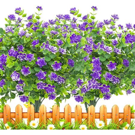 6 Bundles Outdoor Artificial Flowers UV Resistant Fake Boxwood Plants, Faux Greenery for Indoor Outside Hanging Plants Garden Porch Window Box Home Wedding Farmhouse Decor