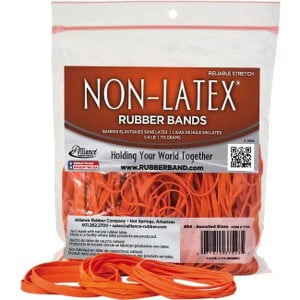Alliance Rubber 37548#54 Assorted Non-Latex Rubber Bands, 1/4 lb Poly Bag Contains #19, 33, 64 (3 1/2
