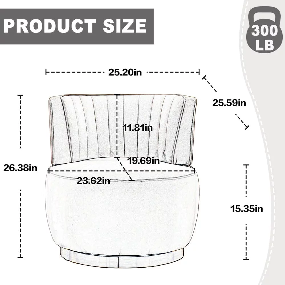 SJOPLKM TUIONMJ Swivel Barrel Chair Mid Century TUIONMJ Chair Fluffy Velvet Upholstered Comfy Armchair Round Sherpa Chair with Gold Base for Nursery Living Room Bedroom Office Waiting Roo