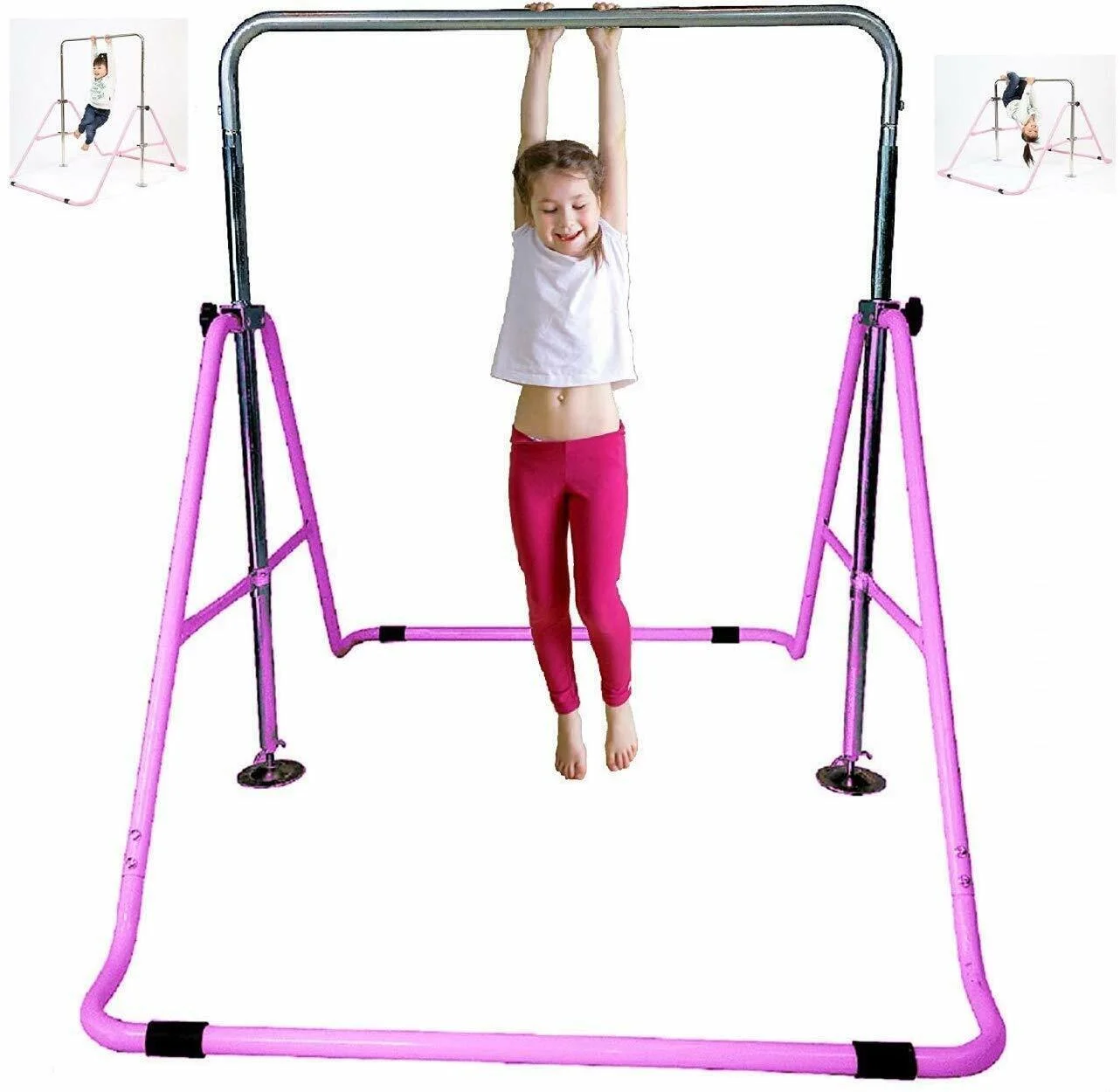 Kids 3-in-1 Jungle Gym with Monkey Bars, Swing, Trapeze Rings - Gymnastics Playground Fun
