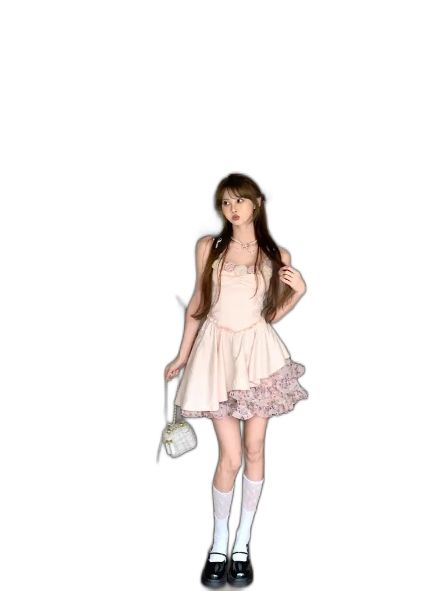 Rose Oil Painting Hall Lotus Root Jacquard Splicing Sling